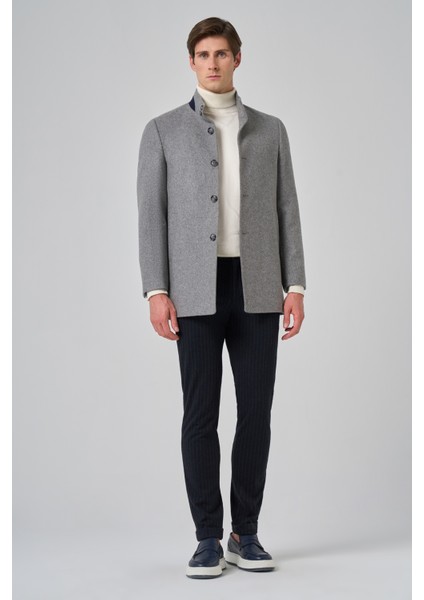 Erkek Gri Düz Hakim Yaka Dynamic Fit Kaban fiyatları