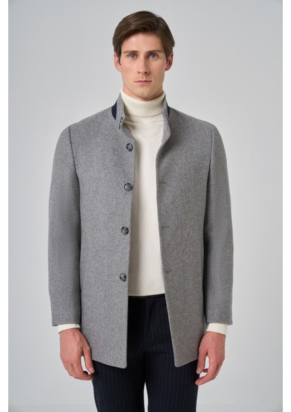 Erkek Gri Düz Hakim Yaka Dynamic Fit Kaban modelleri