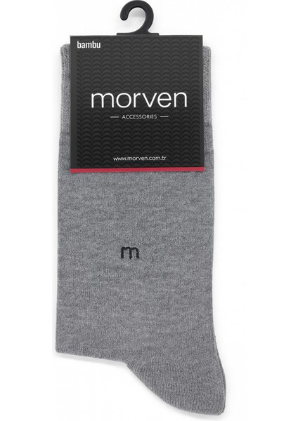 Erkek Gri Bambu Düz Desen Soket Çorap