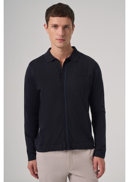 Erkek Lacivert Trend Polo Yaka Gömlek Triko