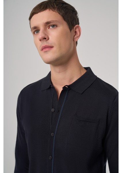 Erkek Lacivert Trend Polo Yaka Gömlek Triko fırsatları