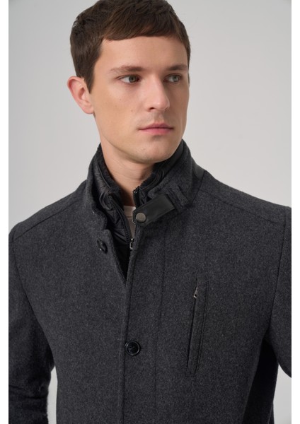 Erkek Antrasit Yünlü Dynamic Fit Kambet Çıkma Mostra Kaban fiyatları