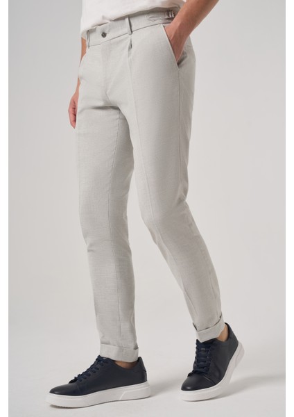 Erkek Gri Trend Pileli Slim Fit Pantolon fiyatları