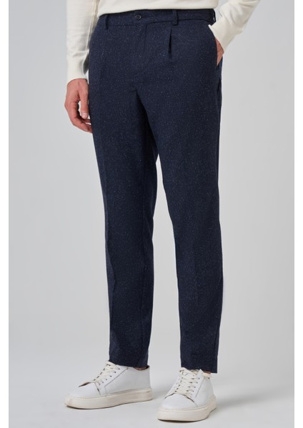 Erkek Lacivert Yünlü Trend Desenli Slim Fit Pantolon fiyatları