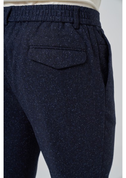 Erkek Lacivert Yünlü Trend Desenli Slim Fit Pantolon fırsatları
