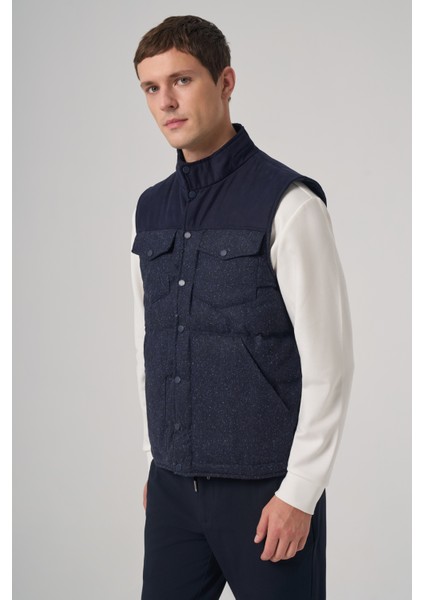 Erkek Lacivert Trend Yünlü Şişme Yelek modelleri