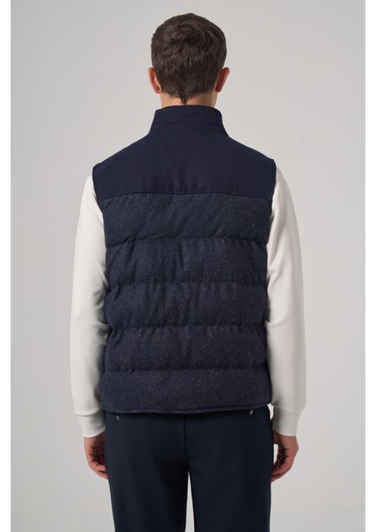 Erkek Lacivert Trend Yünlü Şişme Yelek