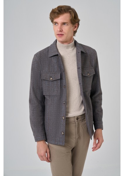 Erkek Kahve Worker Gömlek Ceket