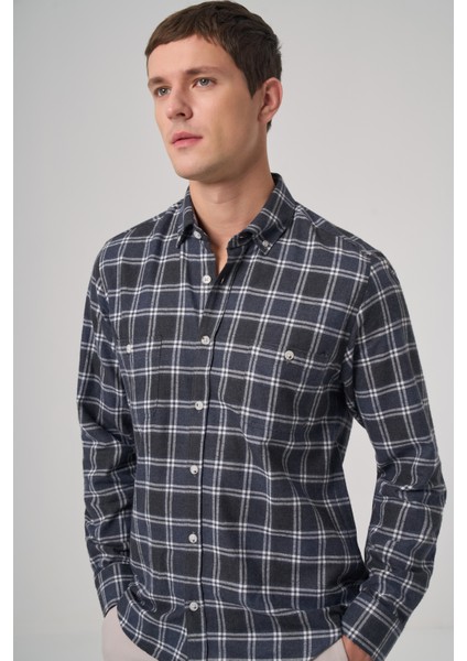 Erkek Lacivert Regular Fit Oduncu Gömlek modelleri