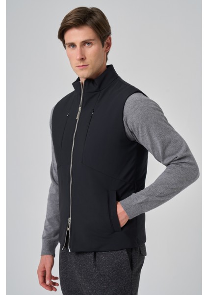 Erkek Siyah Polyamide Spor Gizli Cep Fermuarlı Yelek fiyatları