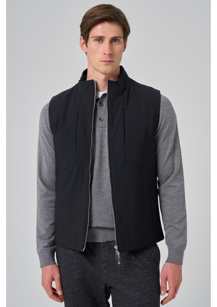 Erkek Siyah Polyamide Spor Gizli Cep Fermuarlı Yelek modelleri