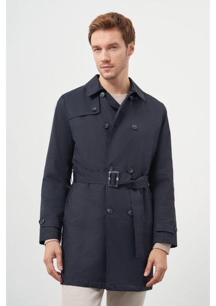 Erkek Lacivert Poliamit Kemerli Trençkot fiyatları