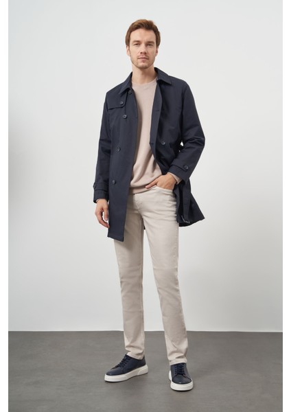 Erkek Lacivert Poliamit Kemerli Trençkot fırsatları