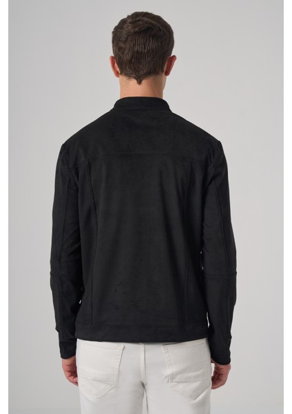 Erkek Siyah Trend Baharlık Çift Taraflı Süet Mont