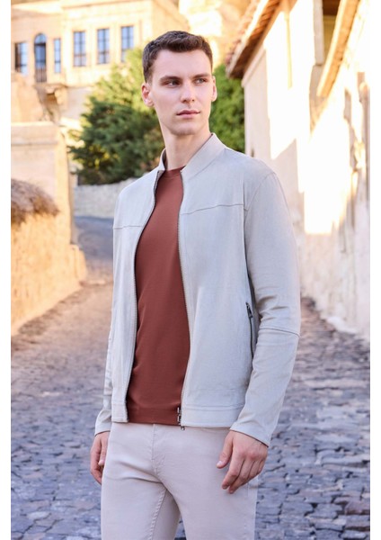 Erkek Taş Trend Baharlık Çift Taraflı Süet Mont