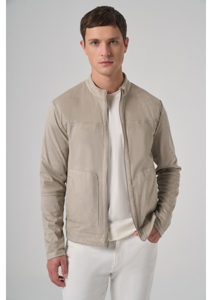 Erkek Taş Trend Baharlık Çift Taraflı Süet Mont