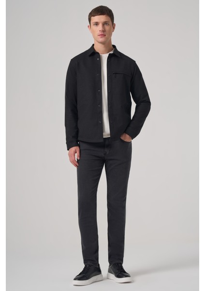 Erkek Siyah Poliviskon Trend Düz Dynamic Fit Worker Gömlek Ceket fırsatları