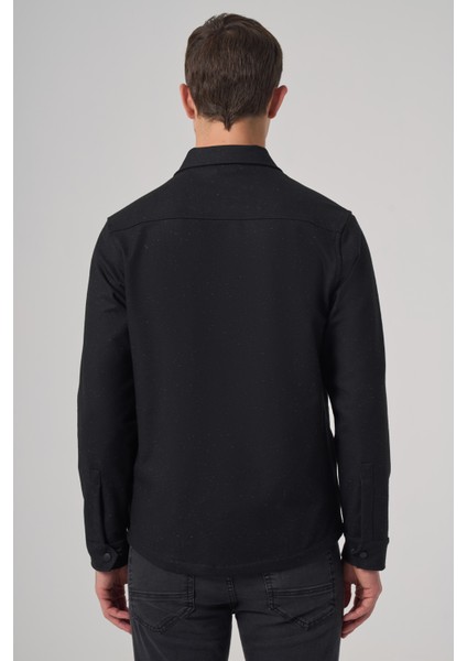 Erkek Siyah Poliviskon Trend Düz Dynamic Fit Worker Gömlek Ceket indirimleri