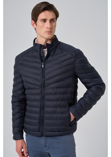 Erkek Lacivert Polyester Kısa Kapitone Mont fiyatları