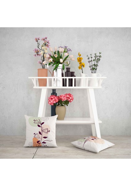 Soyut Bitki Desenli Dijital Baskı Çift Taraf Desenli 2'li Kare Yastık Kırlent Kılıfı fiyatları