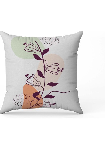 Soyut Bitki Desenli Dijital Baskı Çift Taraf Desenli 2'li Kare Yastık Kırlent Kılıfı modelleri