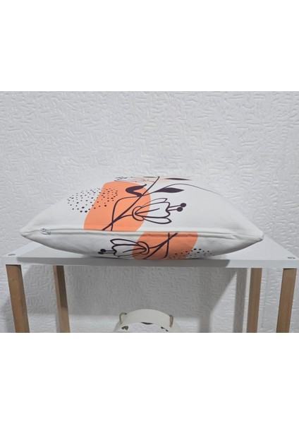 Soyut Bitki Desenli Dijital Baskı Çift Taraf Desenli 2'li Kare Yastık Kırlent Kılıfı