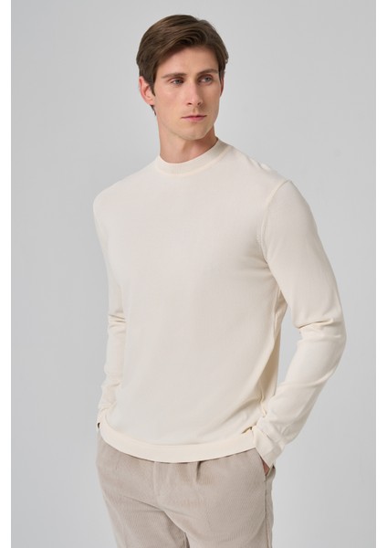 Erkek Ekru Trend Bisiklet Yaka Rayon Triko fiyatları