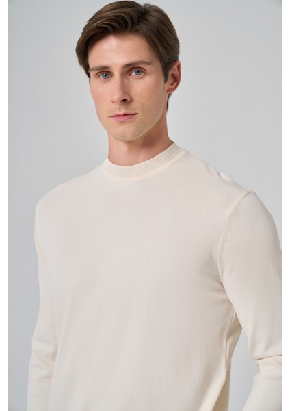 Erkek Ekru Trend Bisiklet Yaka Rayon Triko modelleri