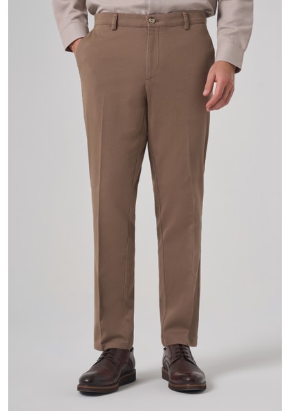 Erkek Vizon Pamuk Trend Dynamic Fit Chino Pantolon