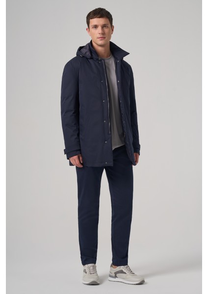 Erkek Lacivert Trend Çıkma Kapüşonlu Yakalı Uzun Mont fırsatları