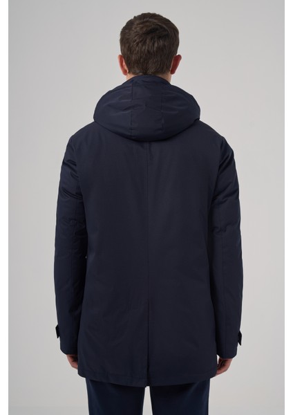 Erkek Lacivert Trend Çıkma Kapüşonlu Yakalı Uzun Mont indirimleri