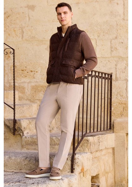 Erkek Kahve Trend Yünlü Dinamik Fit Şişme Yelek fiyatları