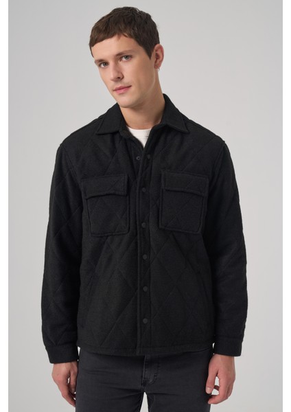 Erkek Siyah Yünlü Dynamic Fit Berberi Yaka Mont fiyatları