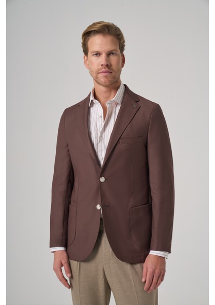 Erkek Kahve Slim Fit Mono Yaka Ceket fiyatları