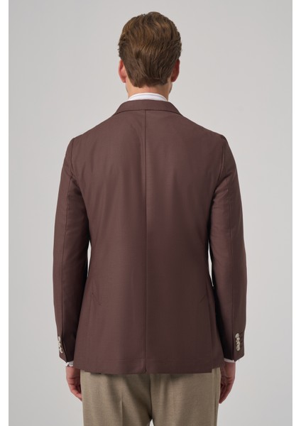 Erkek Kahve Slim Fit Mono Yaka Ceket indirimleri
