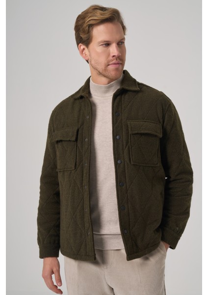 Erkek Haki Yünlü Dynamic Fit Berberi Yaka Mont fiyatları