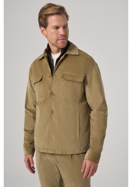 Erkek Bej Trend Çift Cepli Kadife Gömlek Ceket fiyatları