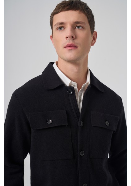 Erkek Siyah Trend Kapaklı Cepli Düğmeli Hırka fırsatları