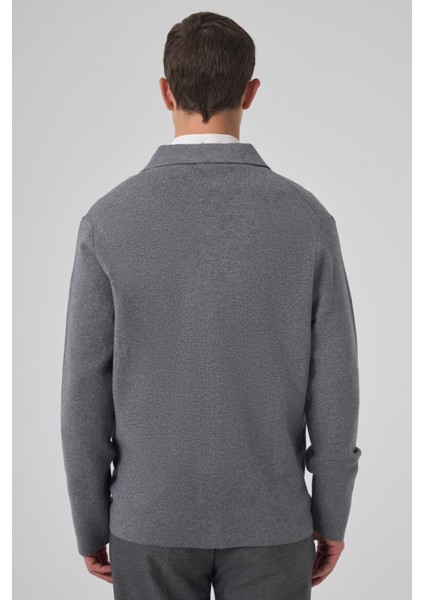 Erkek Gri Trend Kapaklı Cepli Düğmeli Hırka indirimleri