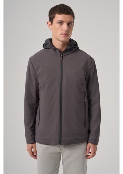 Erkek Füme Trend Çift Taraflı Kapüşonlu Mont