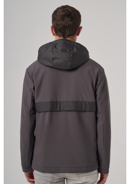 Erkek Füme Trend Çift Taraflı Kapüşonlu Mont