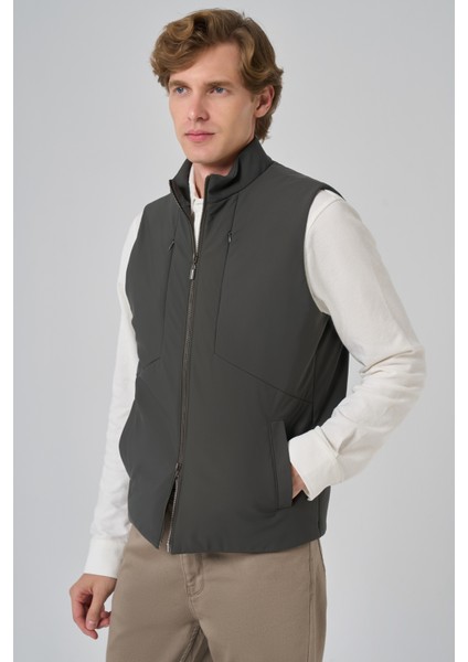 Erkek Haki Polyamide Spor Gizli Cep Fermuarlı Yelek fiyatları