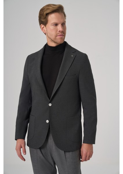 Erkek Antrasit Trend Slim Fit Mono Yaka Ceket fiyatları