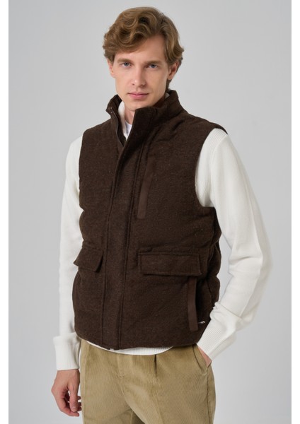 Erkek Kahve Trend Yünlü Dinamik Fit Şişme Yelek fırsatları