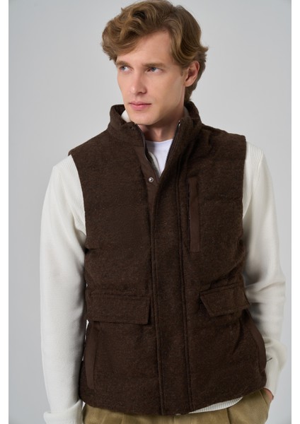 Erkek Kahve Trend Yünlü Dinamik Fit Şişme Yelek indirimleri