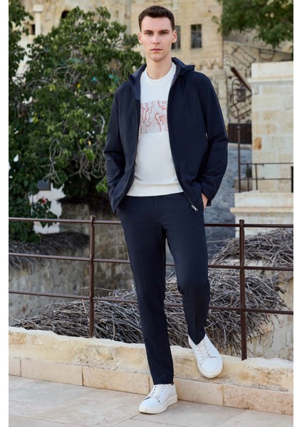 Erkek Lacivert Trend Çift Taraflı Kapüşonlu Mont fiyatları