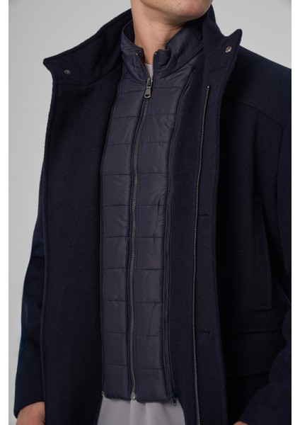 Erkek Lacivert Yünlü Dynamic Fit Borgio Çıkma Yakalı Kaban indirimleri