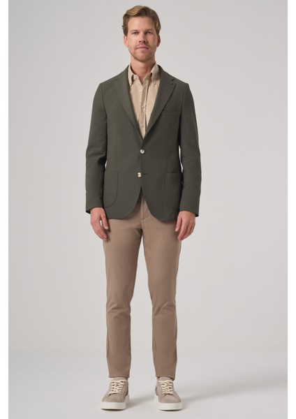 Erkek Haki Trend Slim Fit Mono Yaka Ceket fırsatları