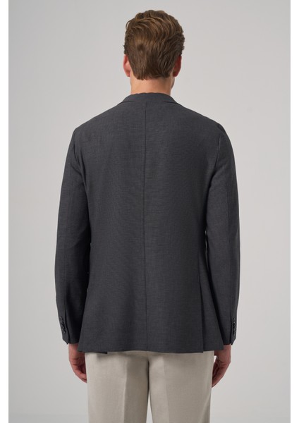 Erkek Antrasit Yünlü Slim Fit Mono Yaka Ceket indirimleri