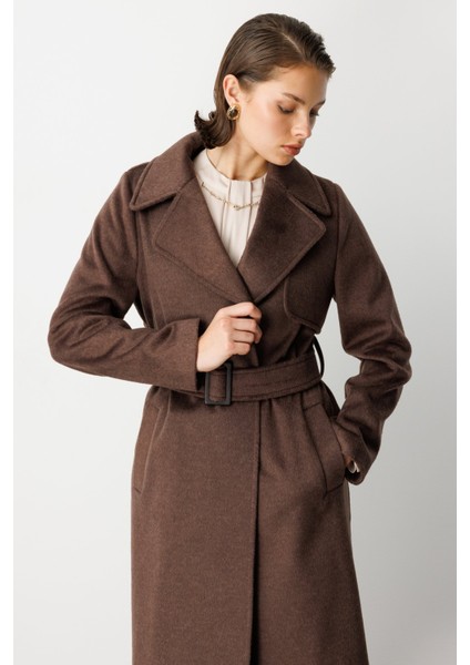 Beli Kuşaklı Kruvaze Kaşe Kaban 6053-26K